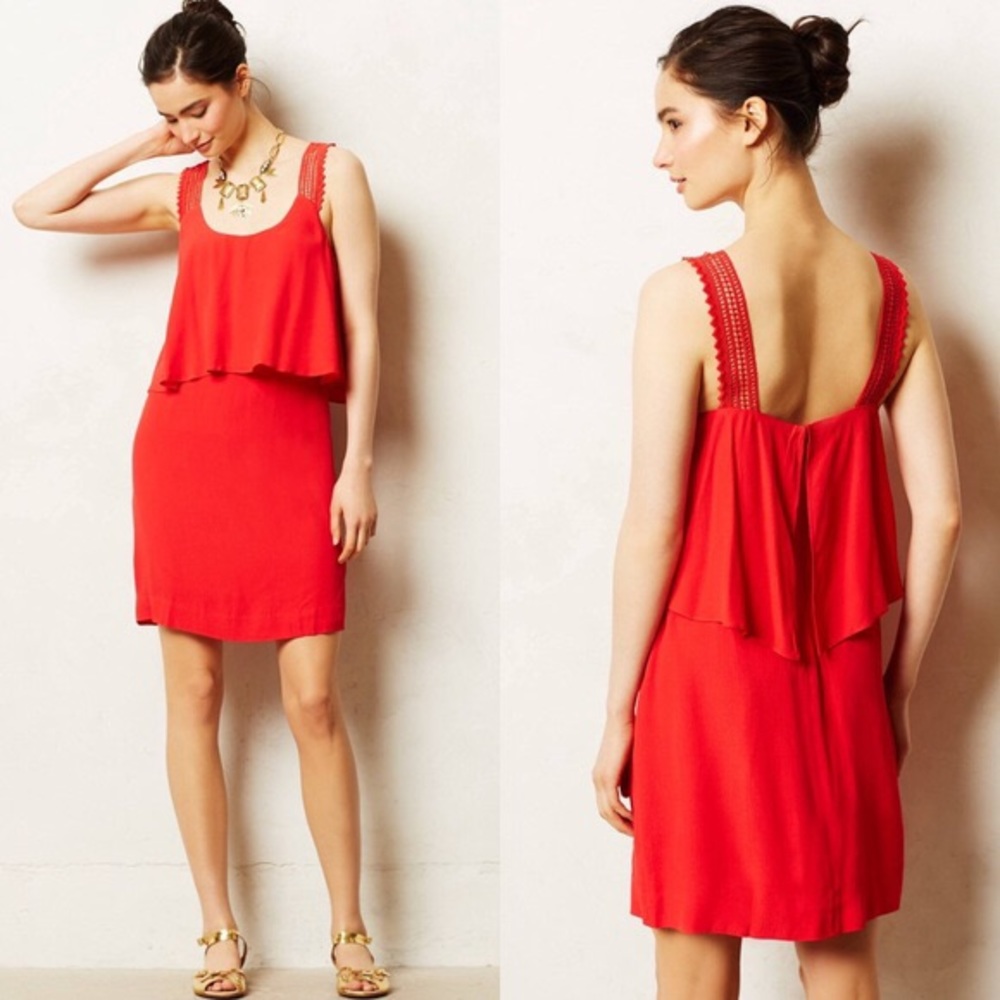 Anthropologie Maeve red shift dress